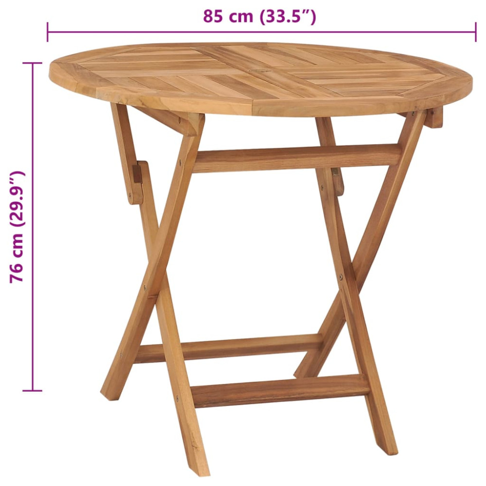 Produktbild för Hopfällbart trädgårdsbord 85x76 cm massiv teak