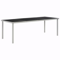 Produktbild för Trädgårdsbord svart 220x90x74,5 cm stål