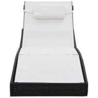 Miniatyr av produktbild för Solsäng med kudde konstrotting svart