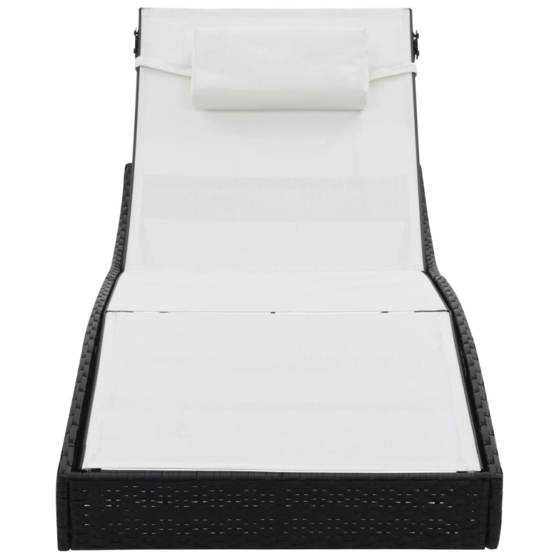 Produktbild för Solsäng med kudde konstrotting svart