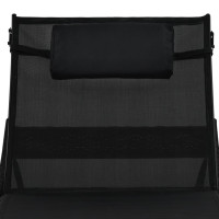 Produktbild för Solsängar 2 st med bord konstrotting och textilene svart