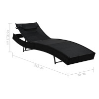 Produktbild för Solsängar 2 st med bord konstrotting och textilene svart