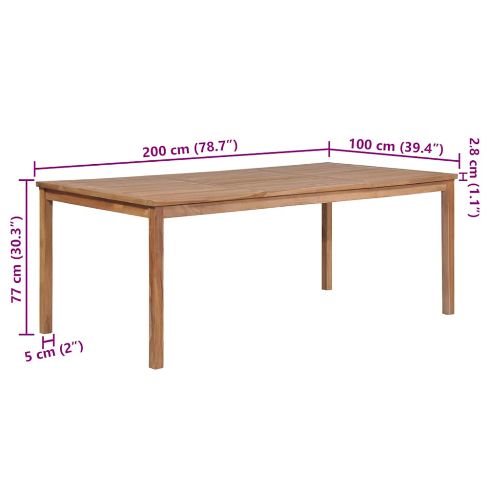 Produktbild för Trädgårdsbord 200x100x77 cm massiv teak