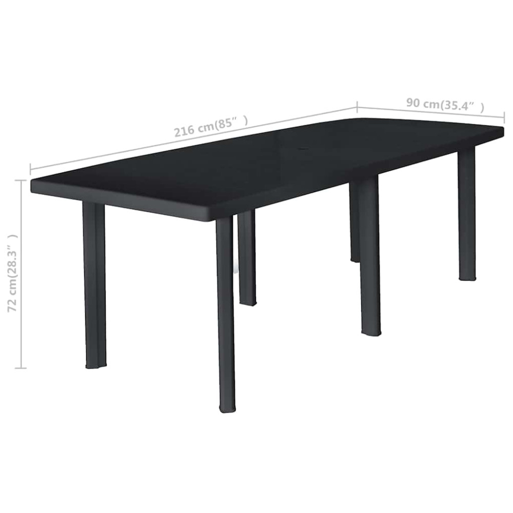 Produktbild för Trädgårdsbord antracit 216x90x72 cm plast