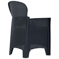 Produktbild för Trädgårdsstol med dyna 2 st plast konstrotting antracit