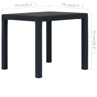 Produktbild för Trädgårdsbord 79x79x72 cm plastrotting antracit