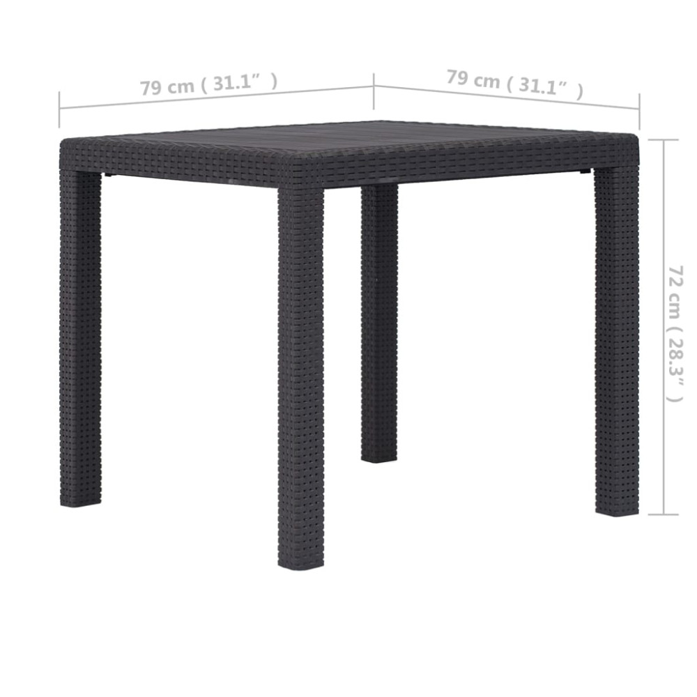 Produktbild för Trädgårdsbord 79x79x72 cm konstrotting brun