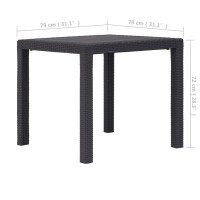 Produktbild för Trädgårdsbord 79x79x72 cm konstrotting brun
