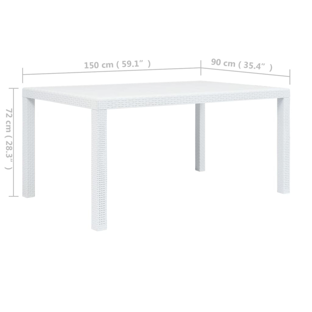 Produktbild för Trädgårdsbord vit 150x90x72 cm konstrotting