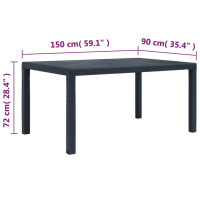 Produktbild för Trädgårdsbord antracit 150x90x72 cm konstrotting