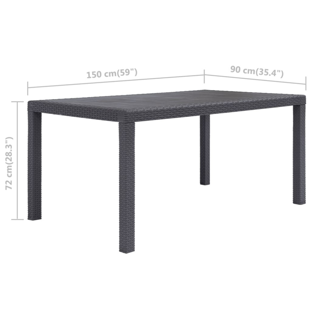 Produktbild för Trädgårdsbord 150x90x72 cm konstrotting brun