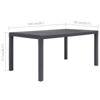 Produktbild för Trädgårdsbord 150x90x72 cm konstrotting brun