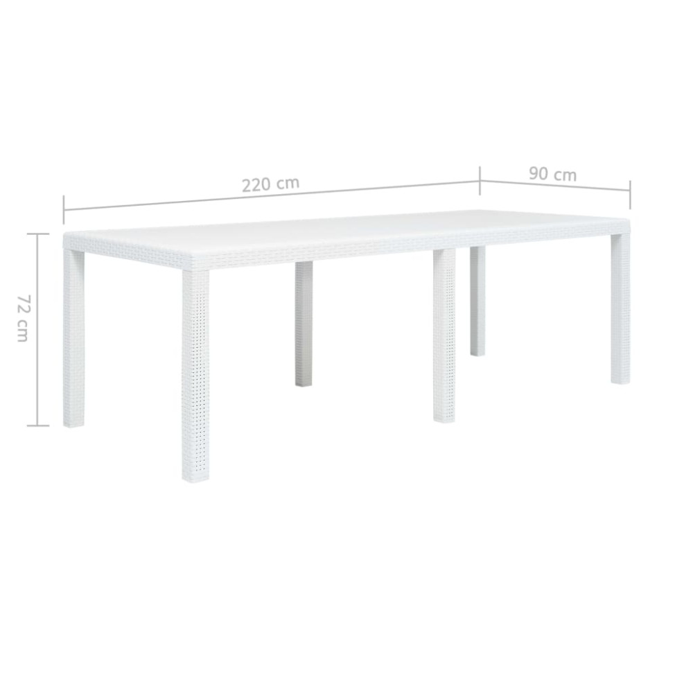 Produktbild för Trädgårdsbord vit 220x90x72 cm konstrotting