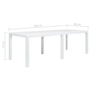 Produktbild för Trädgårdsbord vit 220x90x72 cm konstrotting