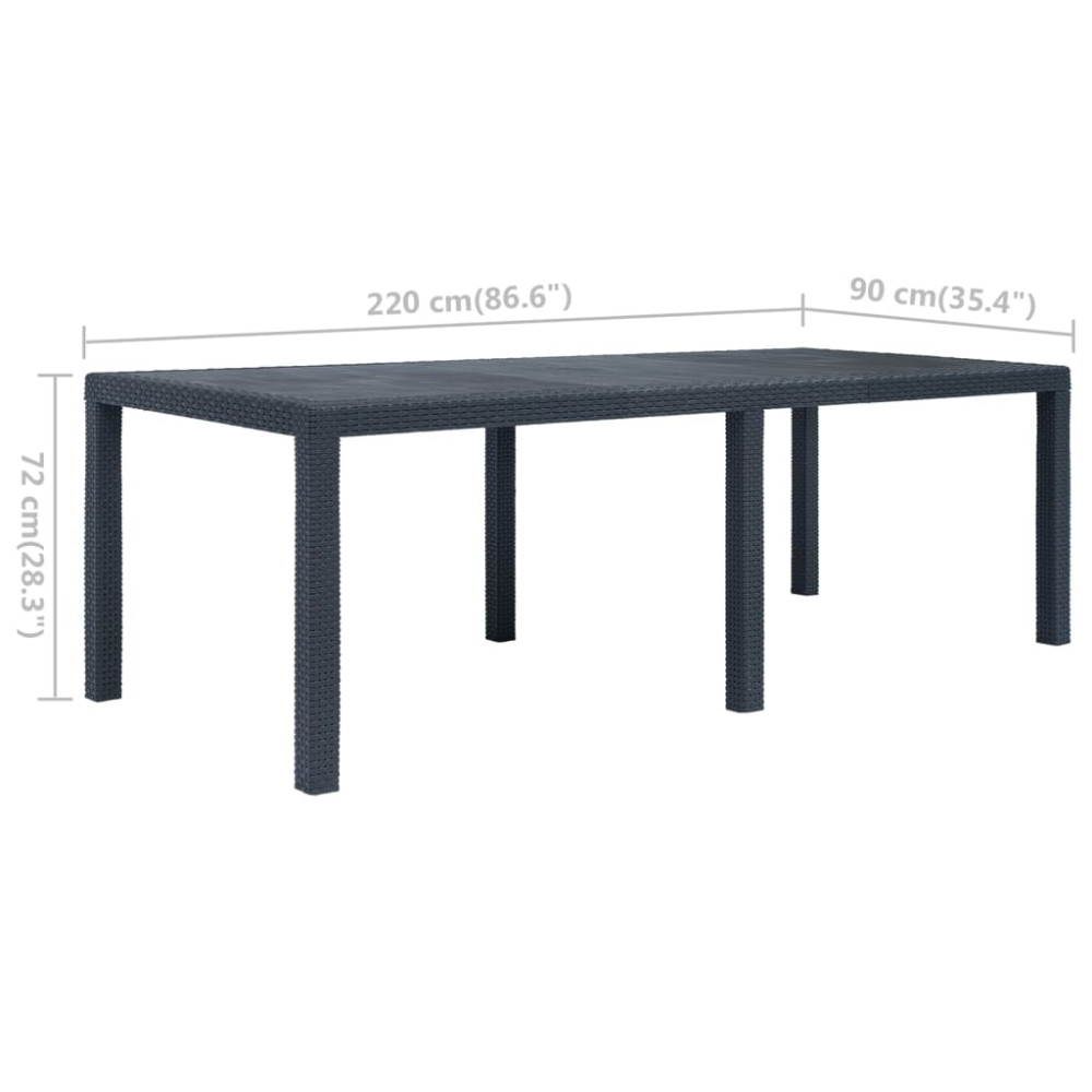 Produktbild för Trädgårdsbord 220x90x72 cm konstrotting antracit