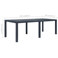 Produktbild för Trädgårdsbord 220x90x72 cm konstrotting antracit