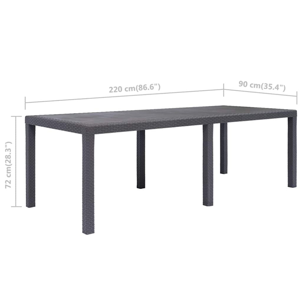Produktbild för Trädgårdsbord 220x90x72 cm konstrotting brun