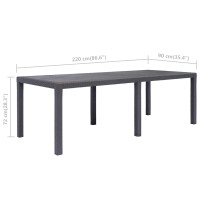 Produktbild för Trädgårdsbord 220x90x72 cm konstrotting brun