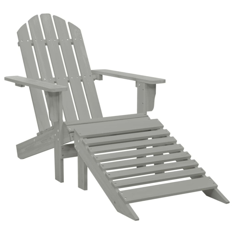 Produktbild för Trädgårdsstol med ottoman trä grå