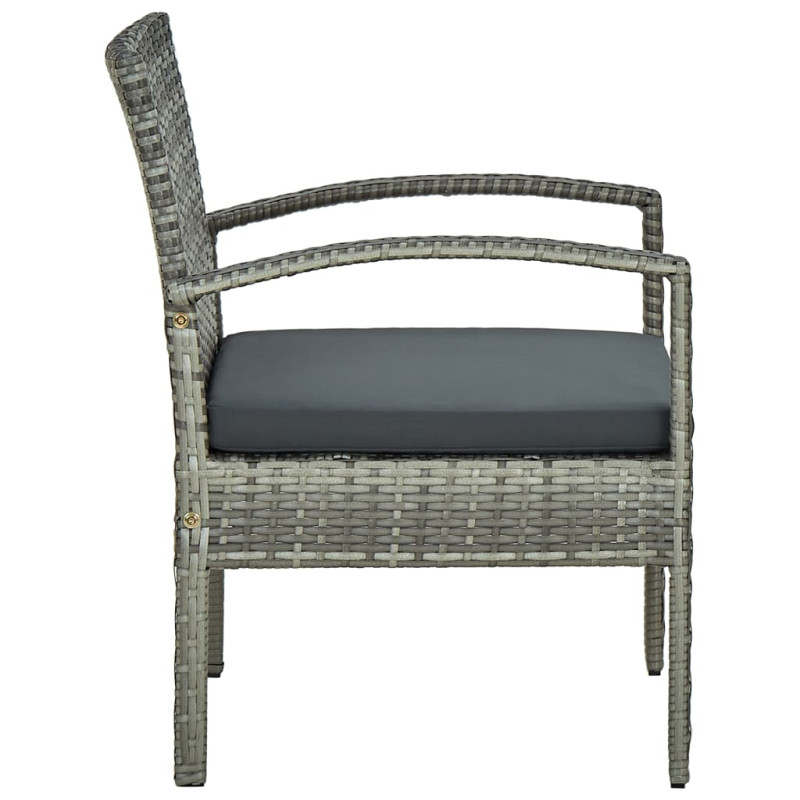 Produktbild för Trädgårdsstol med dyna konstrotting grå