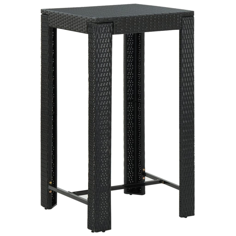 Produktbild för Barbord för trädgård svart 60,5x60,5x110,5 cm konstrotting