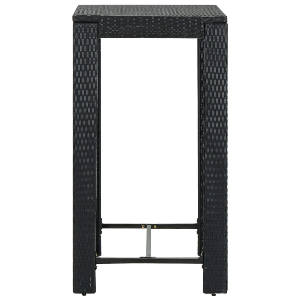 Produktbild för Barbord för trädgård svart 60,5x60,5x110,5 cm konstrotting