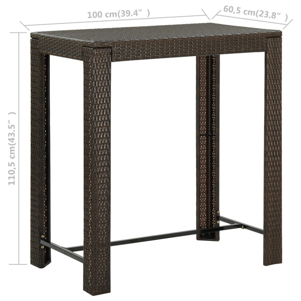 Produktbild för Barbord för trädgård brun 100x60,5x110,5 cm konstrotting