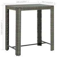 Produktbild för Barbord för trädgård grå 100x60,5x110,5 cm konstrotting