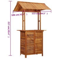 Produktbild för Barbord för trädgården med tak 113x106x217 cm massivt akaciaträ