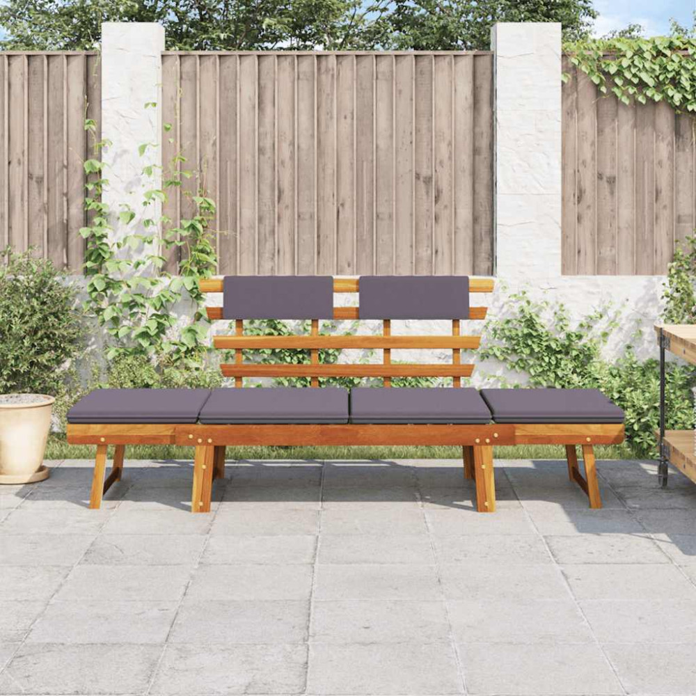 Produktbild för Dagbädd för trädgård med dynor 2-i-1 190 cm massivt akaciaträ