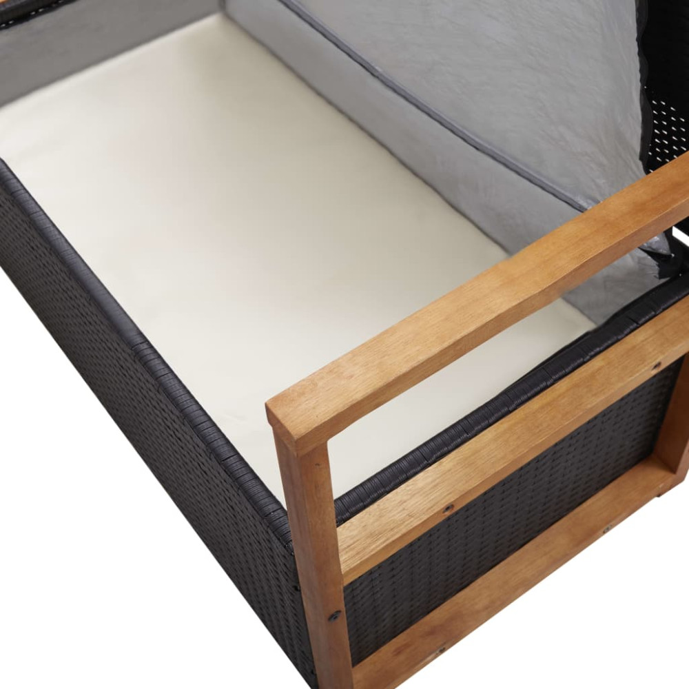 Produktbild för Förvaringsbänk 115 cm konstrotting och massivt akaciaträ