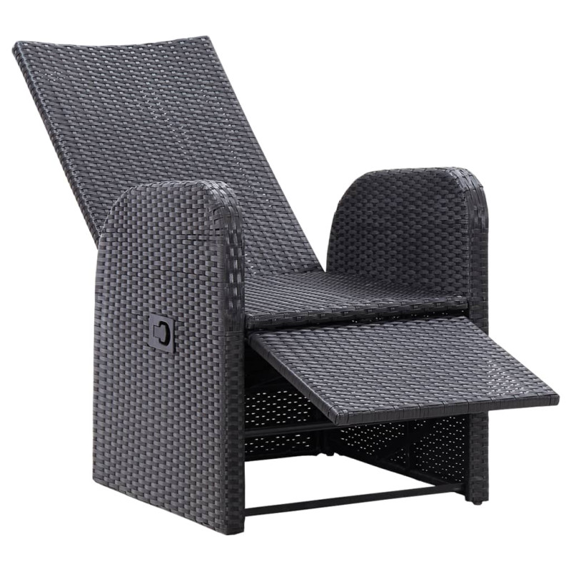 Produktbild för Justerbar trädgårdsstol med dyna konstrotting svart