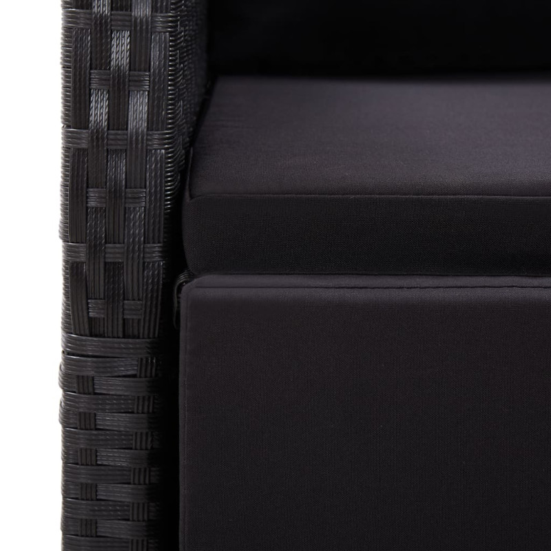 Produktbild för Justerbar trädgårdsstol med dyna konstrotting svart