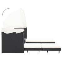 Miniatyr av produktbild för Trädgårdssäng 3-sits förlängningsbar med tak konstrotting svart