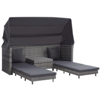 Miniatyr av produktbild för Trädgårdssäng 3-sits förlängningsbar med tak konstrotting grå