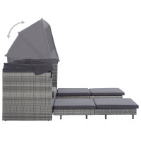 Miniatyr av produktbild för Trädgårdssäng 3-sits förlängningsbar med tak konstrotting grå