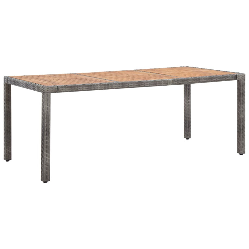 Produktbild för Trädgårdsbord grå 190x90x75 cm konstrotting massivt akaciaträ