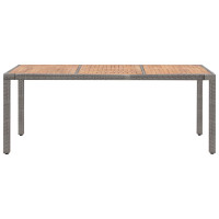 Miniatyr av produktbild för Trädgårdsbord grå 190x90x75 cm konstrotting massivt akaciaträ