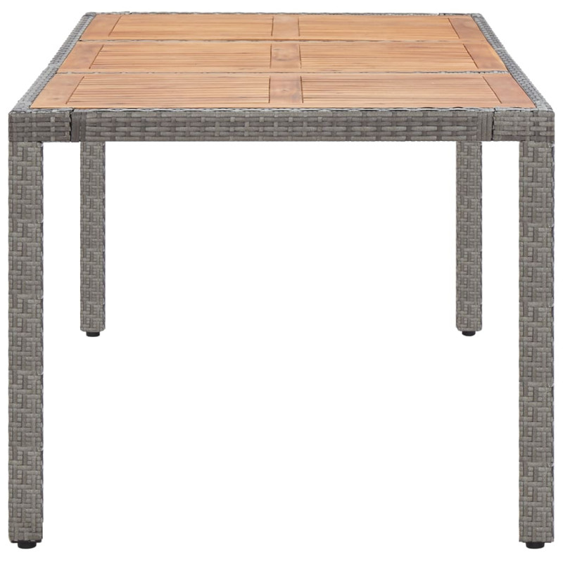 Produktbild för Trädgårdsbord grå 190x90x75 cm konstrotting massivt akaciaträ