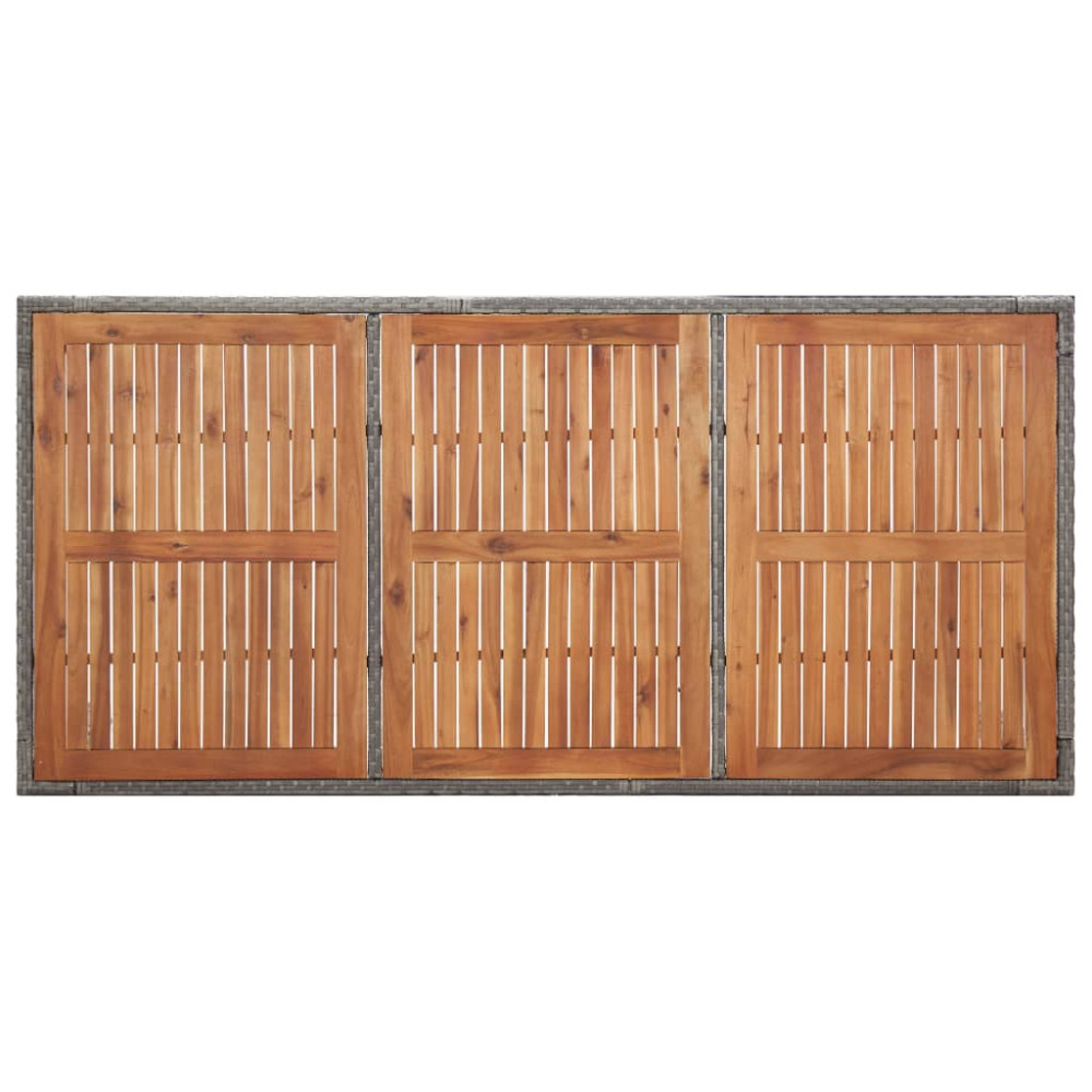 Produktbild för Trädgårdsbord grå 190x90x75 cm konstrotting massivt akaciaträ