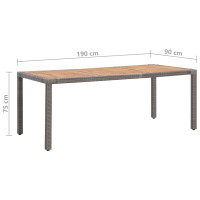 Miniatyr av produktbild för Trädgårdsbord grå 190x90x75 cm konstrotting massivt akaciaträ