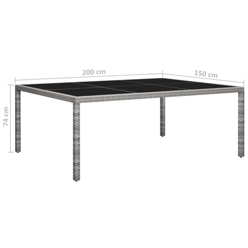 Produktbild för Matbord för trädgården grå 200x150x74 cm konstrotting