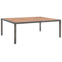 Produktbild för Trädgårdsbord grå 200x150x74 cm konstrotting och akaciaträ