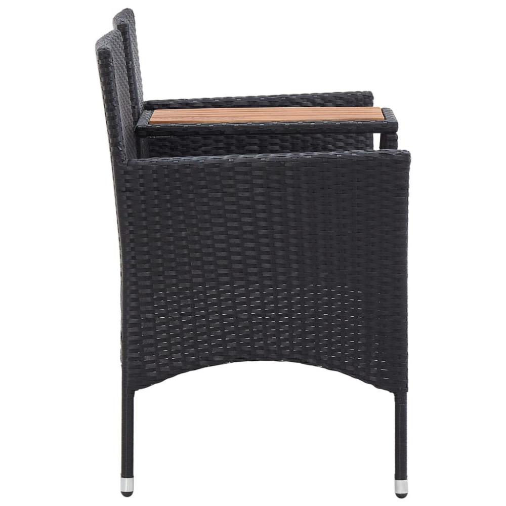 Produktbild för Trädgårdsbänk 2-sits med bord 143 cm konstrotting svart