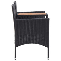 Produktbild för Trädgårdsbänk 2-sits med bord 143 cm konstrotting svart