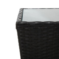Produktbild för Tebord svart 41,5x41,5x43 cm konstrotting och härdat glas