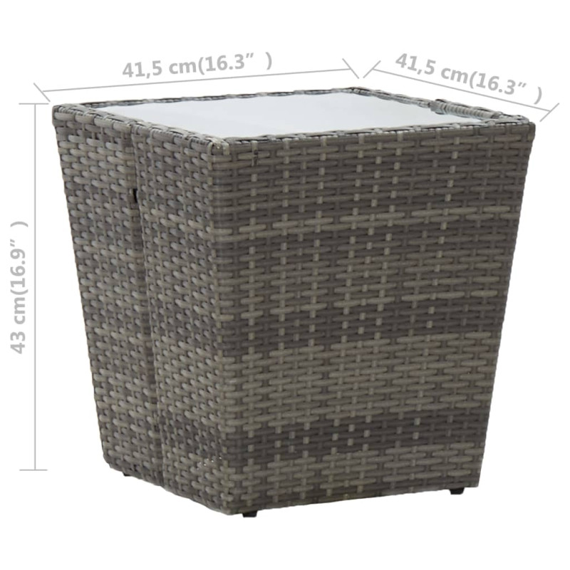 Produktbild för Tebord grå 41,5x41,5x43 cm konstrotting och härdat glas