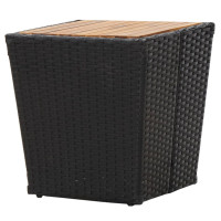 Produktbild för Tebord svart 41,5x41,5x43 cm konstrotting och massivt akaciaträ