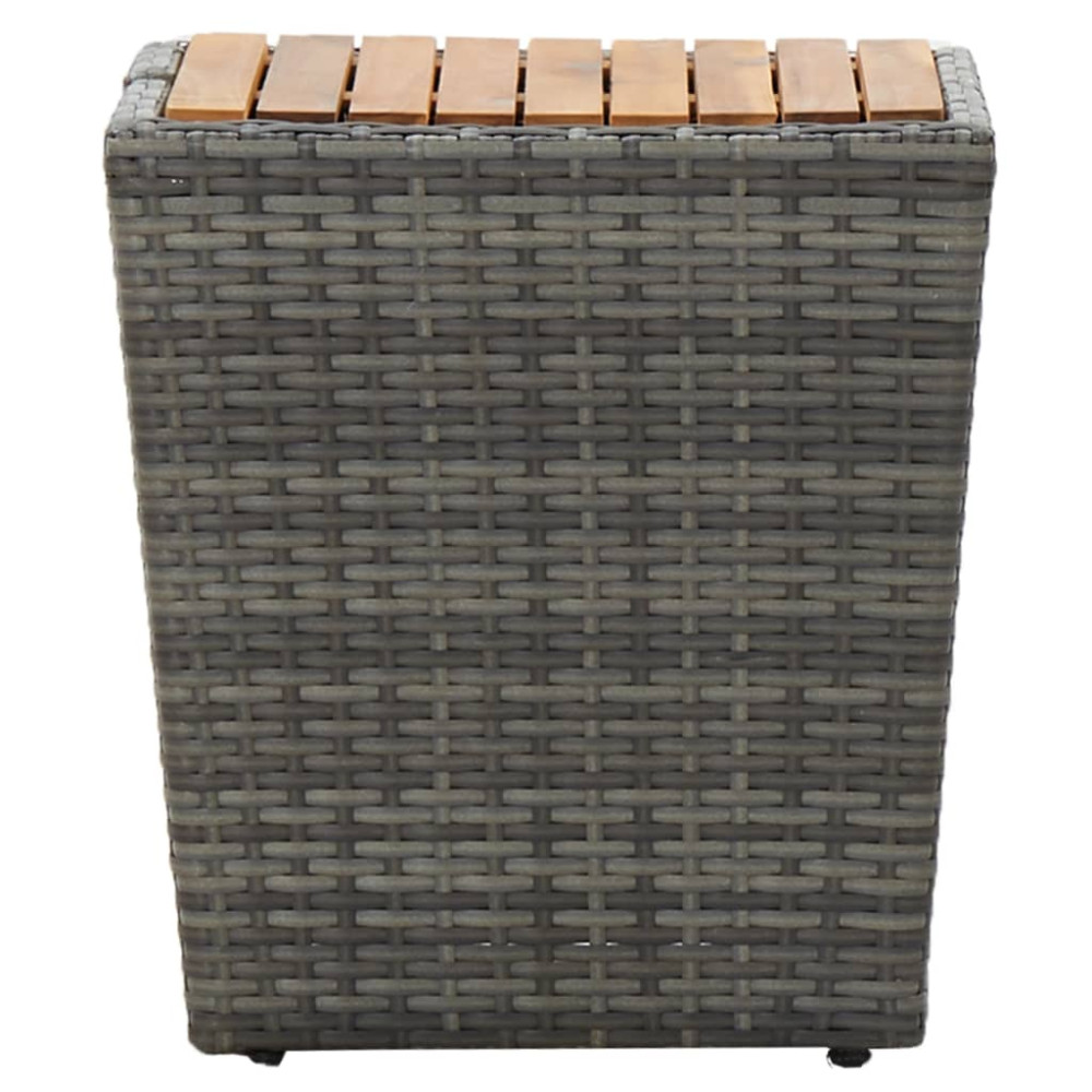 Produktbild för Tebord grå 41,5x41,5x43 cm konstrotting och massivt akaciaträ