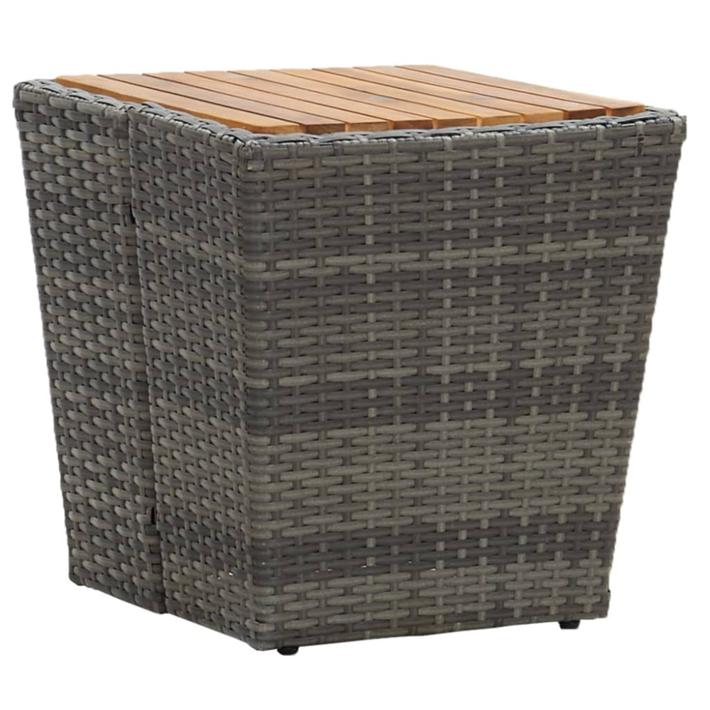 Produktbild för Tebord grå 41,5x41,5x43 cm konstrotting och massivt akaciaträ